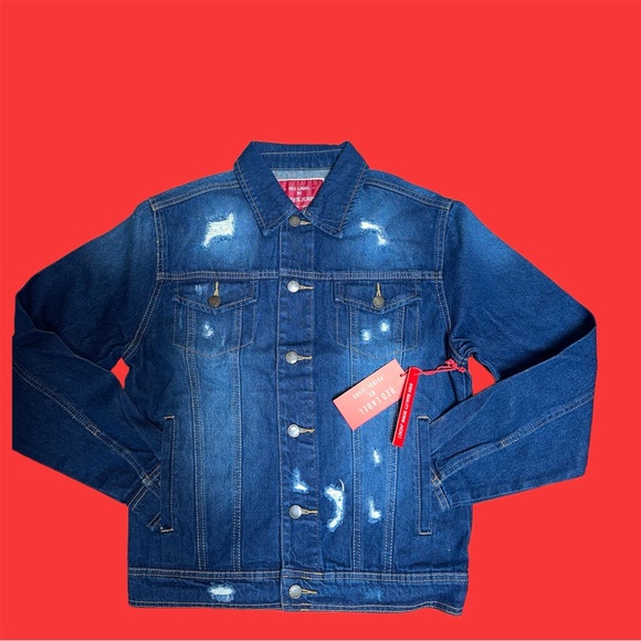 Distressed Dark  Denim Jacket-Large - Picture 2 of 4